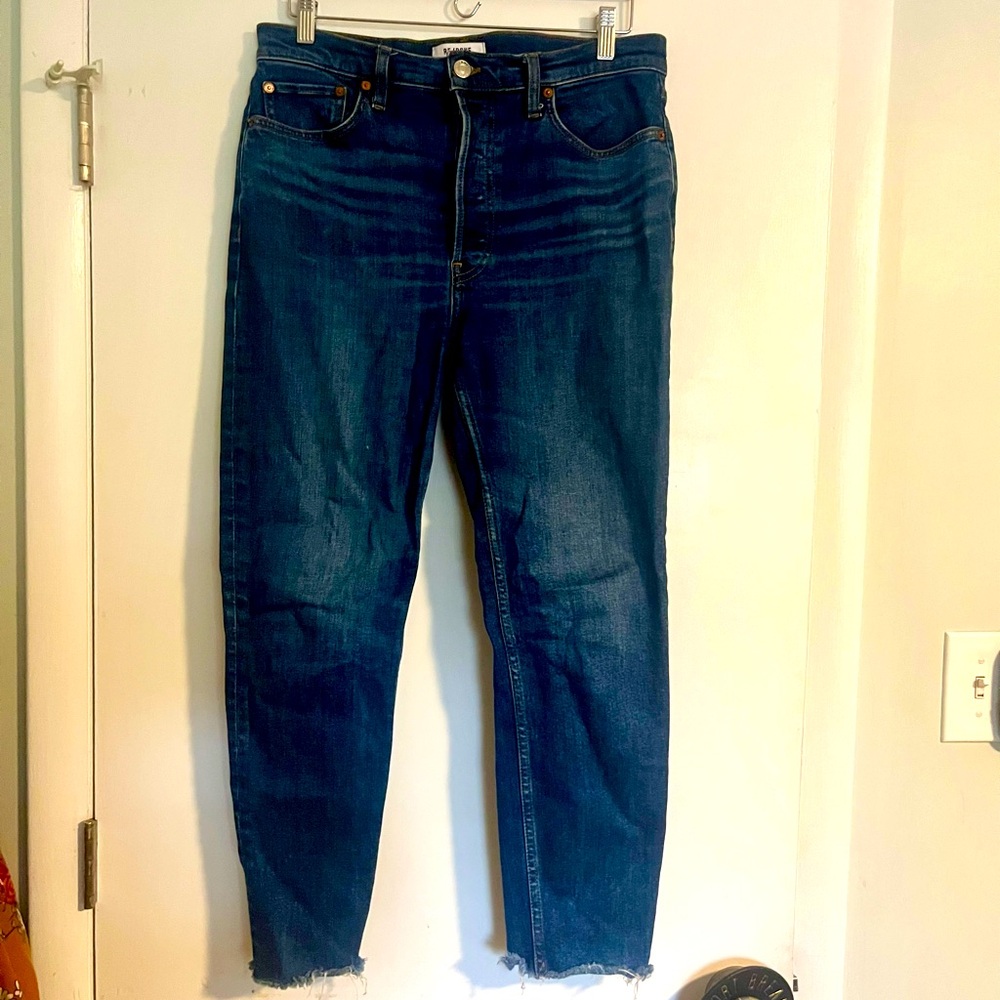 RE/DONE 90s High Rise Ankle Crop Jeans in Indigo size 32